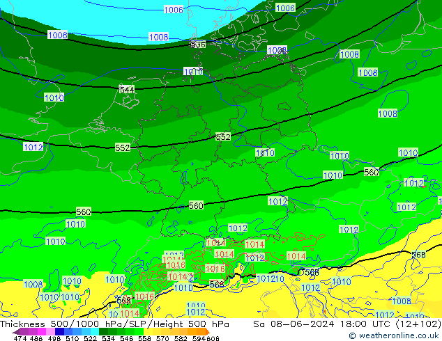 Thck 500-1000hPa Arpege-eu Sáb 08.06.2024 18 UTC