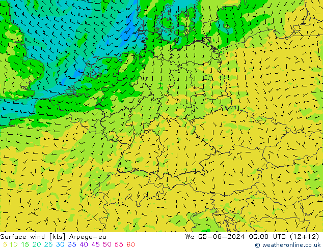 Surface wind Arpege-eu St 05.06.2024 00 UTC