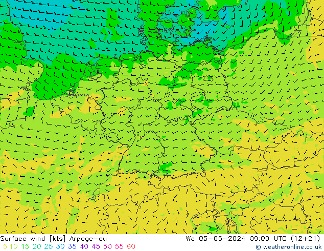 Bodenwind Arpege-eu Mi 05.06.2024 09 UTC