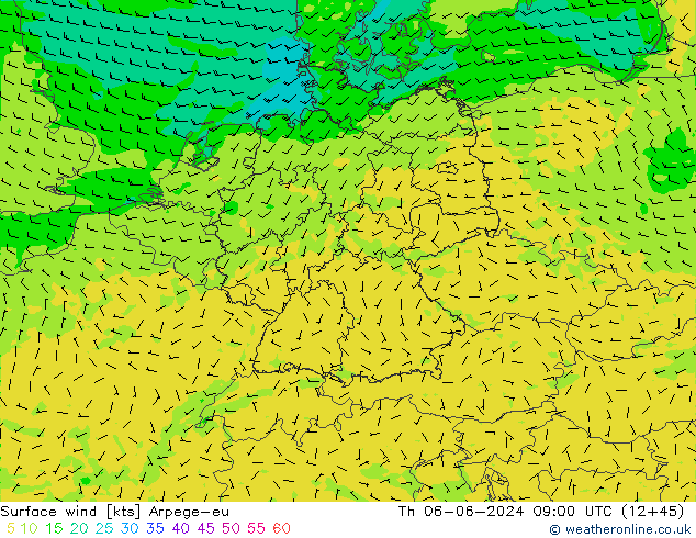 Wind 10 m Arpege-eu do 06.06.2024 09 UTC