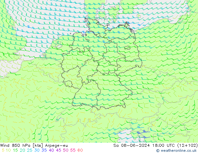  850 hPa Arpege-eu  08.06.2024 18 UTC