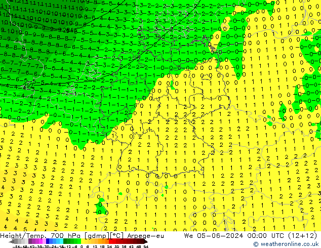 Height/Temp. 700 hPa Arpege-eu We 05.06.2024 00 UTC