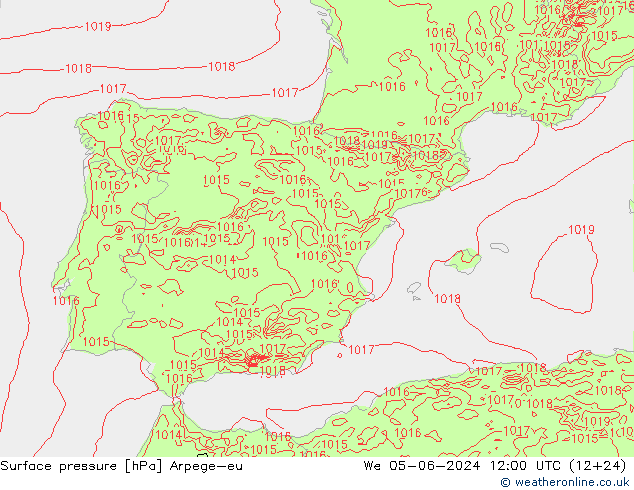 Surface pressure Arpege-eu We 05.06.2024 12 UTC