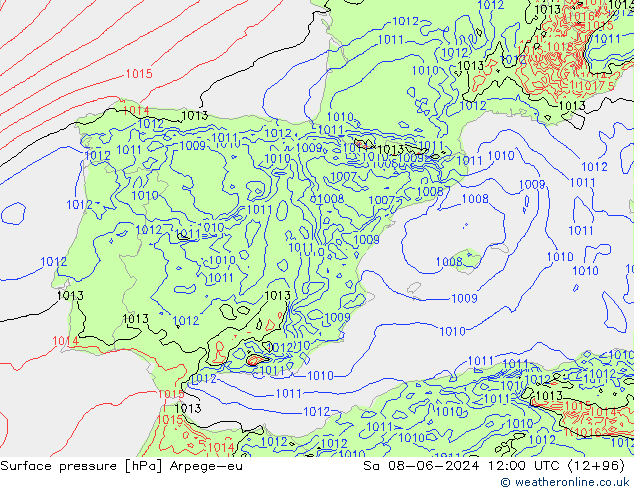 pressão do solo Arpege-eu Sáb 08.06.2024 12 UTC