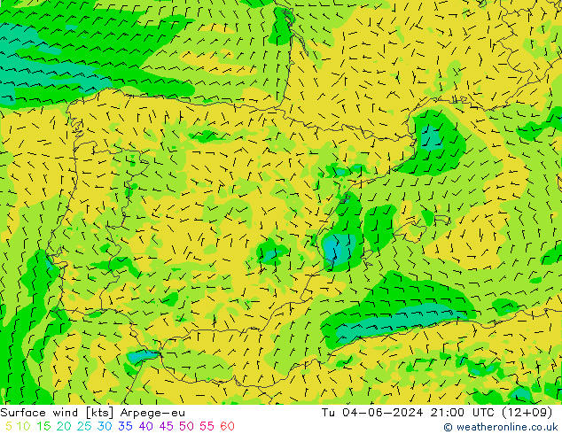  10 m Arpege-eu  04.06.2024 21 UTC