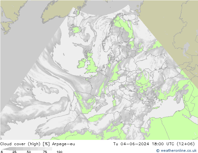 Nuages (élevé) Arpege-eu mar 04.06.2024 18 UTC