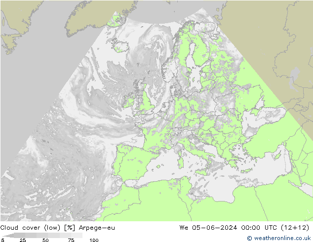 Nubes bajas Arpege-eu mié 05.06.2024 00 UTC