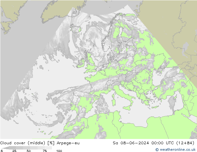 Wolken (mittel) Arpege-eu Sa 08.06.2024 00 UTC