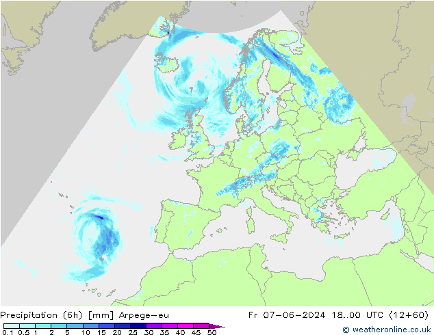 Precipitation (6h) Arpege-eu Fr 07.06.2024 00 UTC