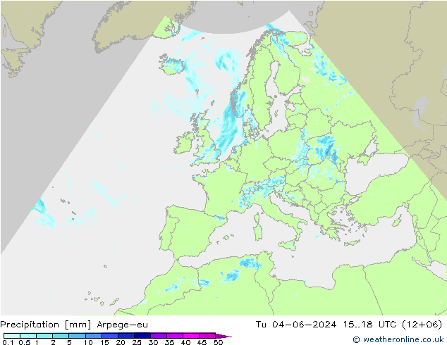 Precipitation Arpege-eu Tu 04.06.2024 18 UTC