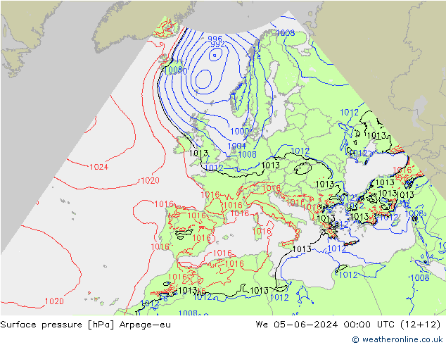 Atmosférický tlak Arpege-eu St 05.06.2024 00 UTC