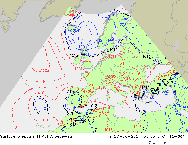 Surface pressure Arpege-eu Fr 07.06.2024 00 UTC