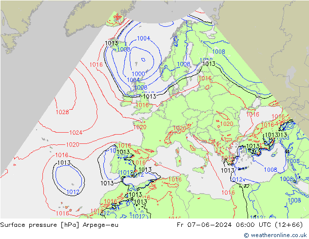 Surface pressure Arpege-eu Fr 07.06.2024 06 UTC