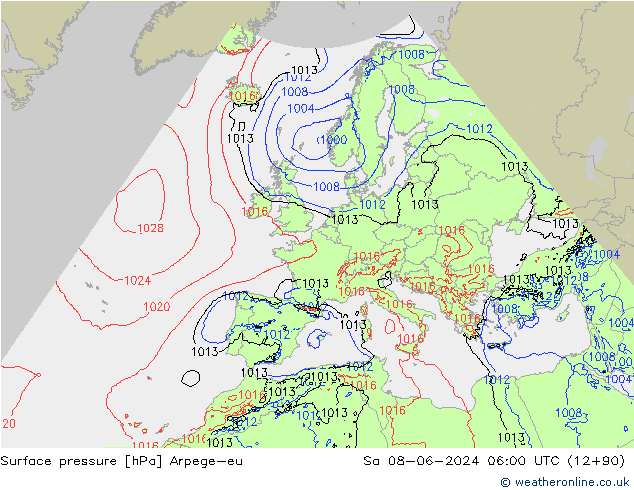 ciśnienie Arpege-eu so. 08.06.2024 06 UTC