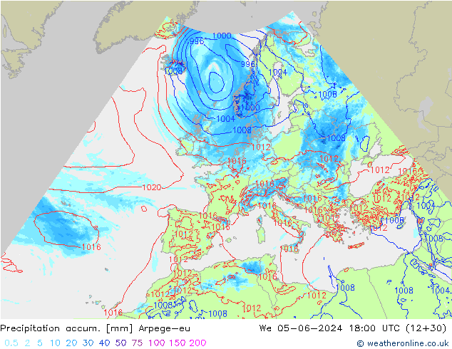 Nied. akkumuliert Arpege-eu Mi 05.06.2024 18 UTC