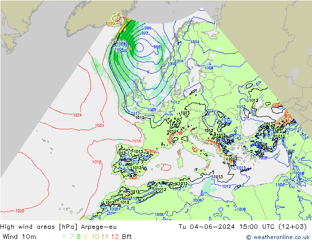 High wind areas Arpege-eu mar 04.06.2024 15 UTC