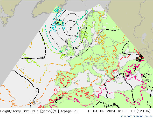 Height/Temp. 850 hPa Arpege-eu Ter 04.06.2024 18 UTC