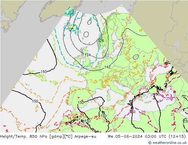 Height/Temp. 850 hPa Arpege-eu We 05.06.2024 03 UTC