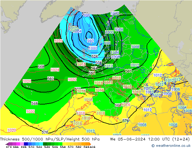 Thck 500-1000hPa Arpege-eu St 05.06.2024 12 UTC