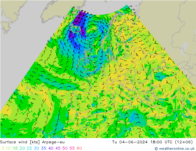Bodenwind Arpege-eu Di 04.06.2024 18 UTC