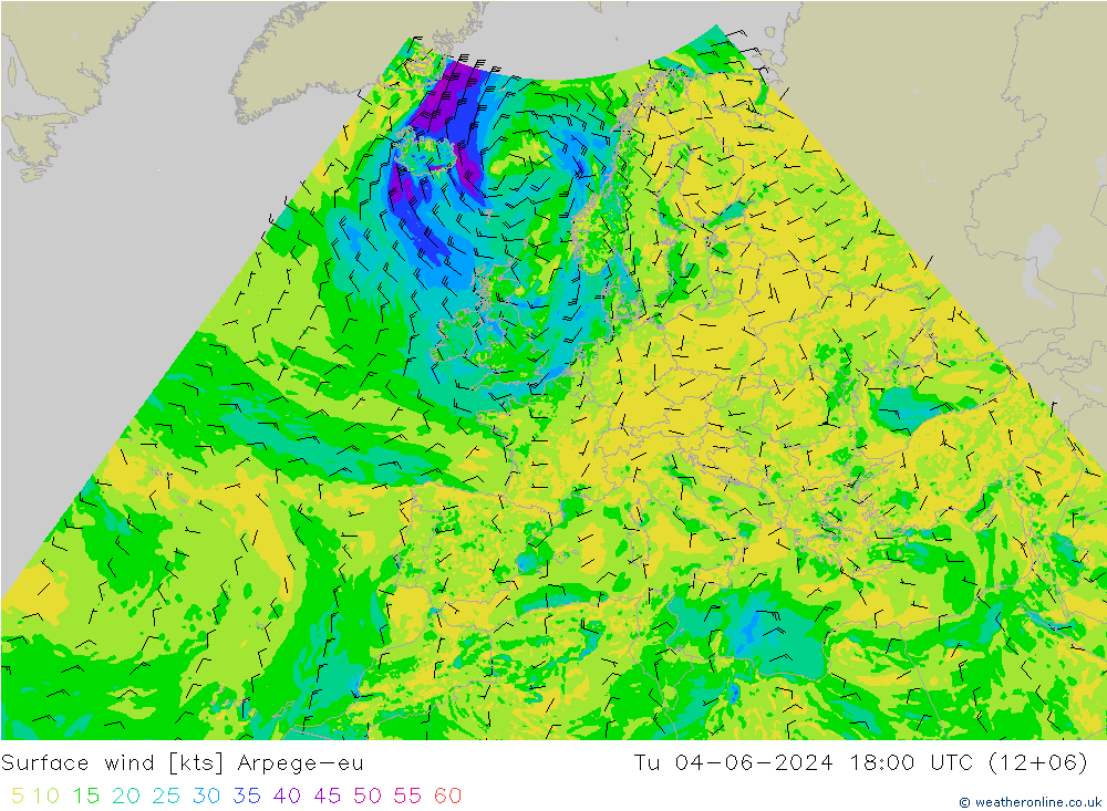 Bodenwind Arpege-eu Di 04.06.2024 18 UTC