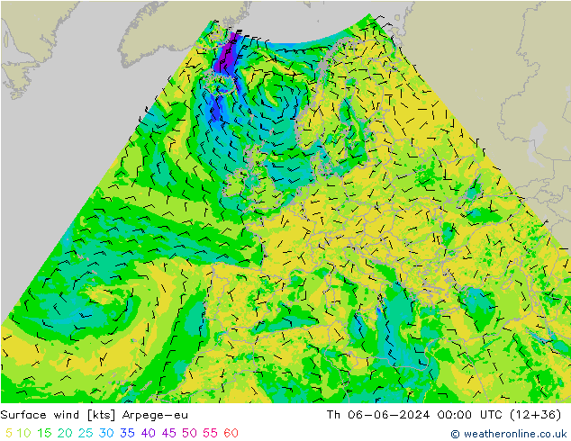 Rüzgar 10 m Arpege-eu Per 06.06.2024 00 UTC