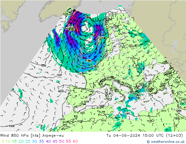 Vent 850 hPa Arpege-eu mar 04.06.2024 15 UTC