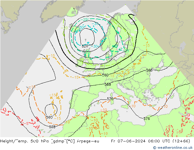 Height/Temp. 500 hPa Arpege-eu Fr 07.06.2024 06 UTC