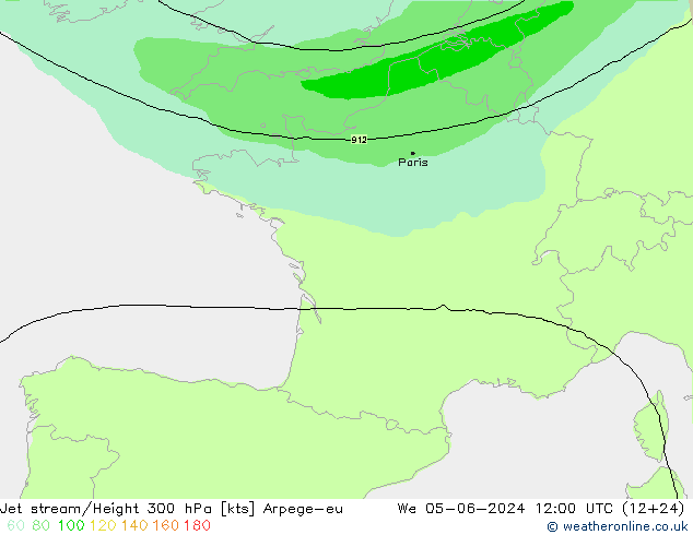 Jet stream/Height 300 hPa Arpege-eu St 05.06.2024 12 UTC