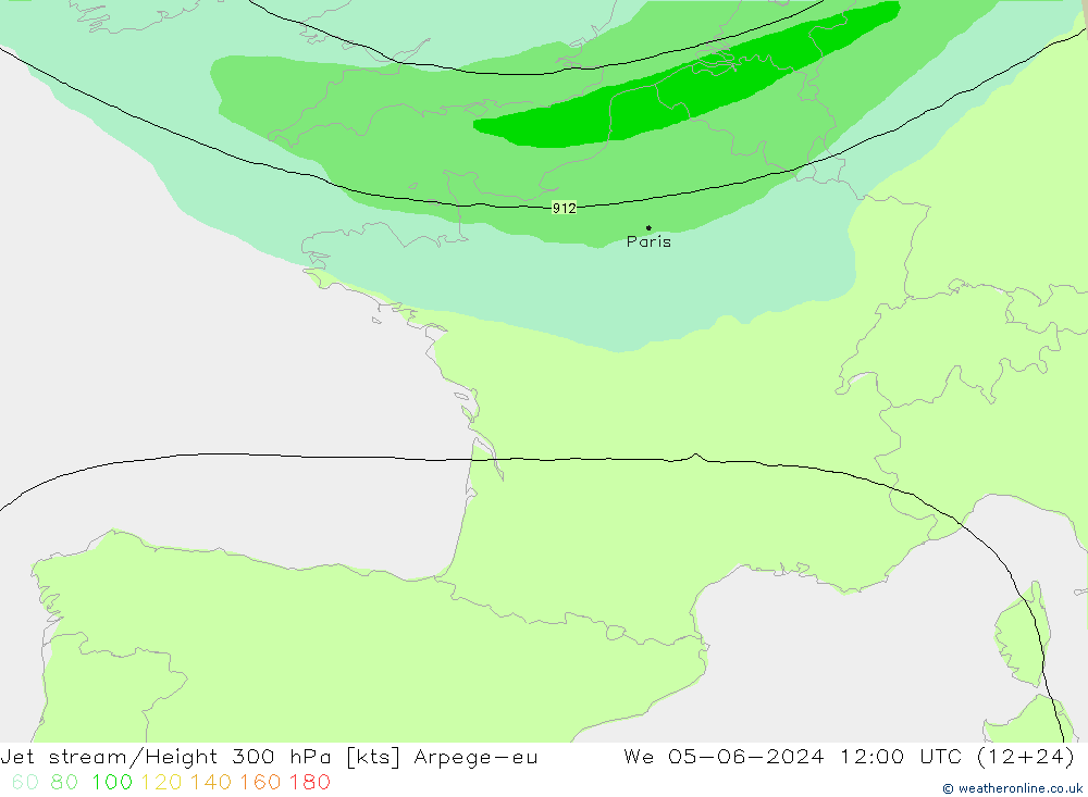 Courant-jet Arpege-eu mer 05.06.2024 12 UTC