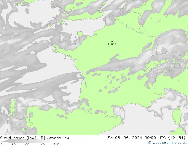 облака (низкий) Arpege-eu сб 08.06.2024 00 UTC