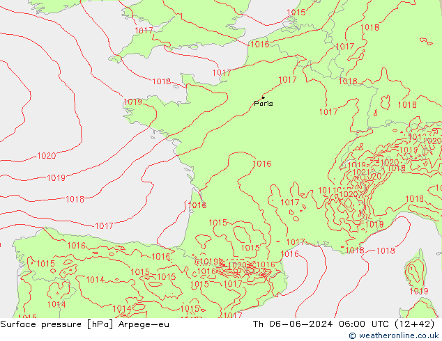 pressão do solo Arpege-eu Qui 06.06.2024 06 UTC