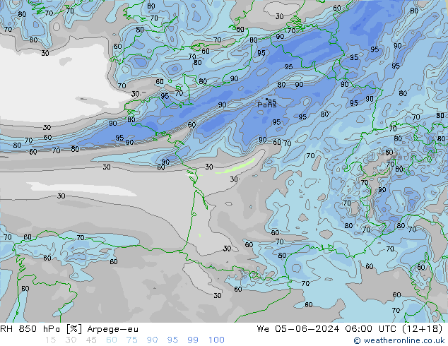 RV 850 hPa Arpege-eu wo 05.06.2024 06 UTC