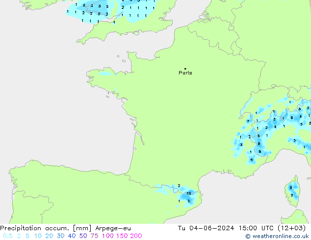 Nied. akkumuliert Arpege-eu Di 04.06.2024 15 UTC