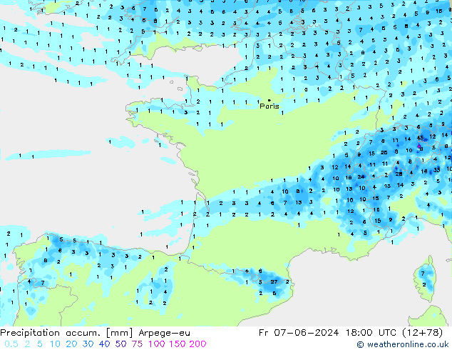 Nied. akkumuliert Arpege-eu Fr 07.06.2024 18 UTC