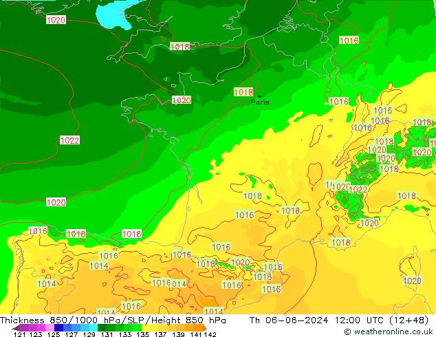 Thck 850-1000 hPa Arpege-eu Th 06.06.2024 12 UTC