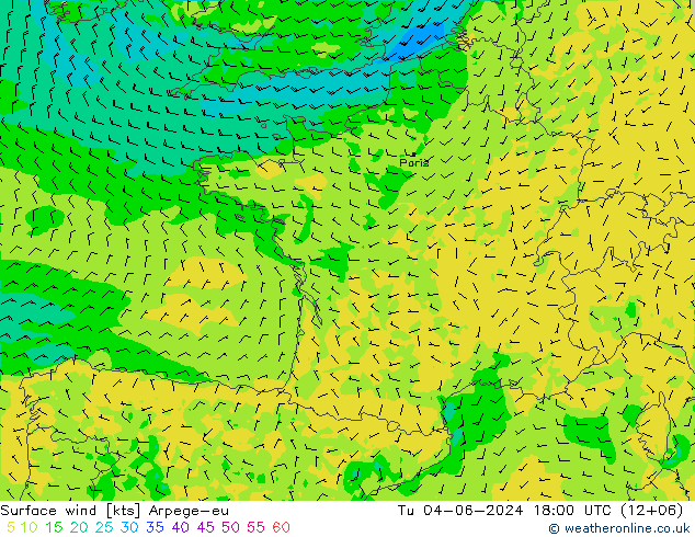 Bodenwind Arpege-eu Di 04.06.2024 18 UTC