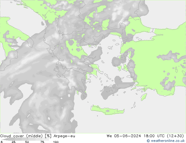 Bulutlar (orta) Arpege-eu Çar 05.06.2024 18 UTC