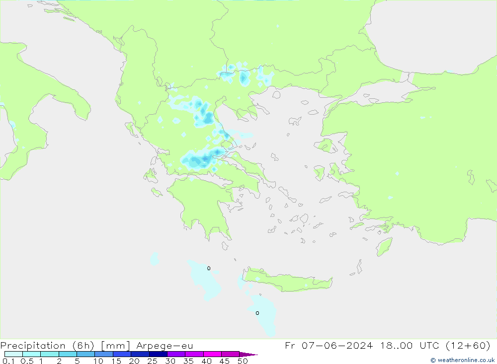 Precipitação (6h) Arpege-eu Sex 07.06.2024 00 UTC