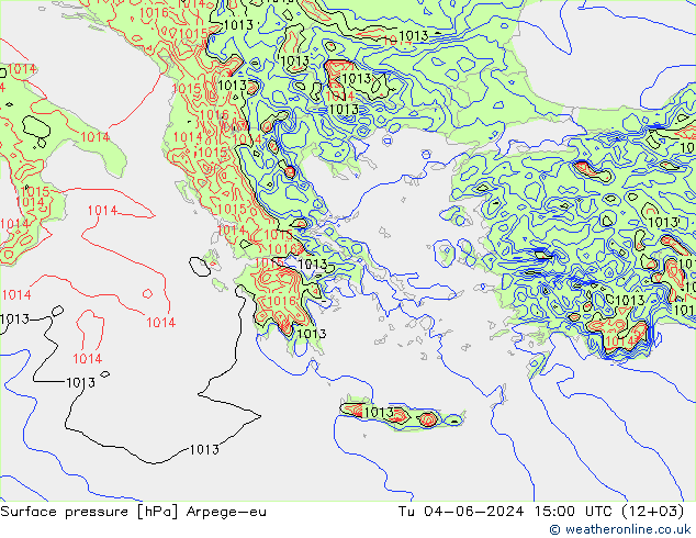 pressão do solo Arpege-eu Ter 04.06.2024 15 UTC