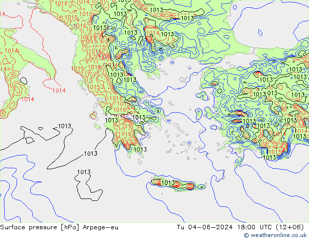 Atmosférický tlak Arpege-eu Út 04.06.2024 18 UTC