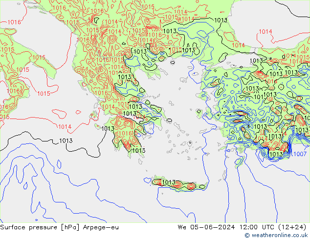 Surface pressure Arpege-eu We 05.06.2024 12 UTC