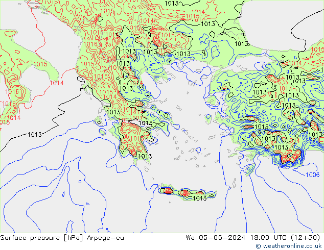 Presión superficial Arpege-eu mié 05.06.2024 18 UTC