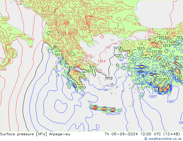 Atmosférický tlak Arpege-eu Čt 06.06.2024 12 UTC