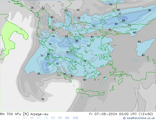 RH 700 hPa Arpege-eu pt. 07.06.2024 00 UTC