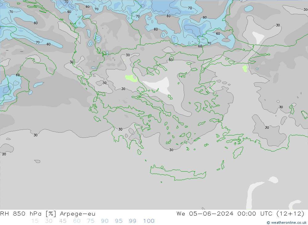 RH 850 hPa Arpege-eu We 05.06.2024 00 UTC