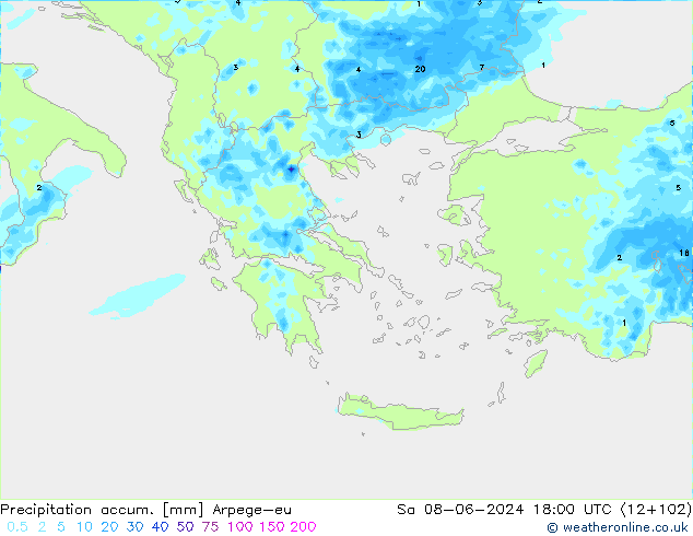 Toplam Yağış Arpege-eu Cts 08.06.2024 18 UTC