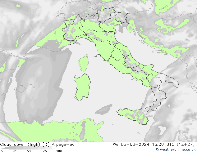 Bulutlar (yüksek) Arpege-eu Çar 05.06.2024 15 UTC