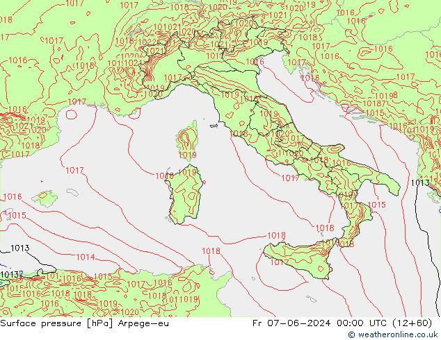 Surface pressure Arpege-eu Fr 07.06.2024 00 UTC