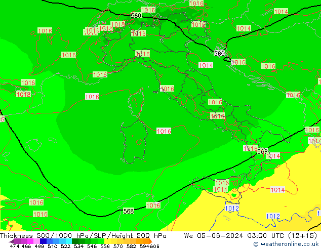 Thck 500-1000hPa Arpege-eu We 05.06.2024 03 UTC